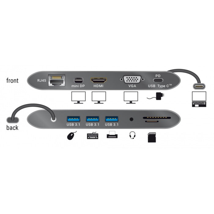 Load image into Gallery viewer, Delock usb type-c 3.1 dockingstation 4k 30 hz (grijs, usb-c, hdmi, sd, usb)