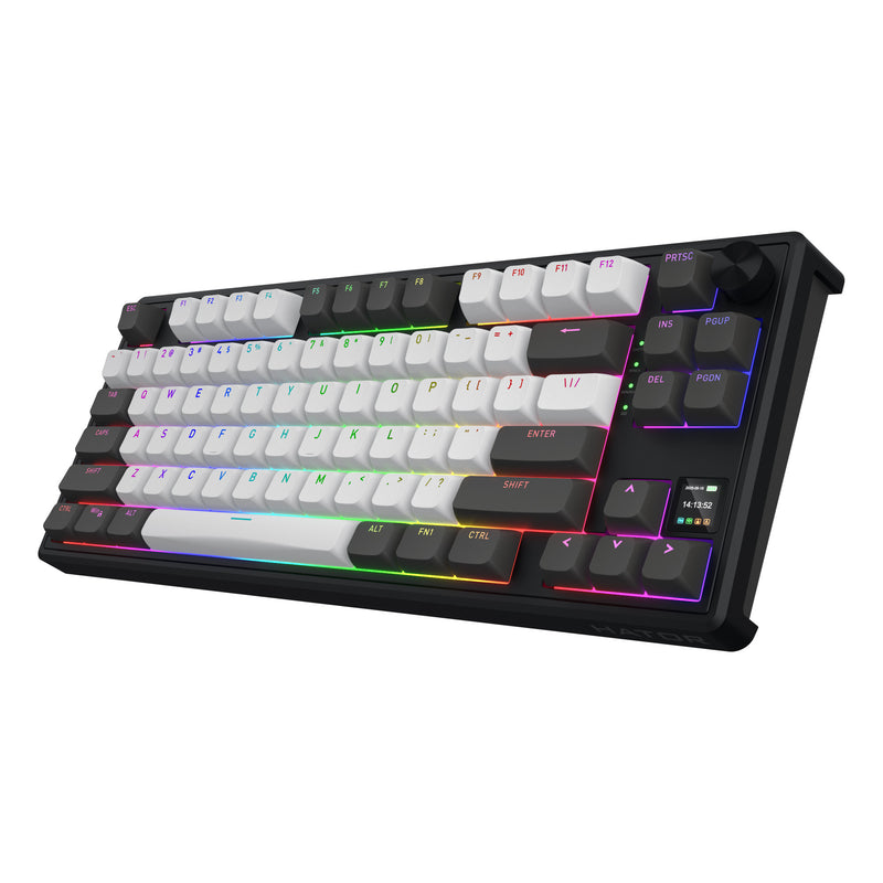 Load image into Gallery viewer, Hator skyfall pro wireless rgb mechanisch gaming toetsenbord (zwart, us lay-out (qwerty), hator aurum vanilla silent, 80% (tkl), rgb, double-shot pbt, hot-swap, 2.4ghz | bluetooth | usb-c)