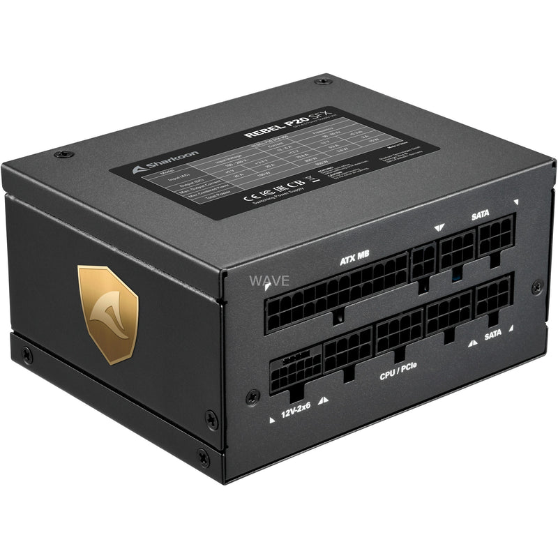 Load image into Gallery viewer, Sharkoon rebel p20 sfx modulaire 1000 watt voeding (zwart, 1x 12v-2x6, 2x pcie)