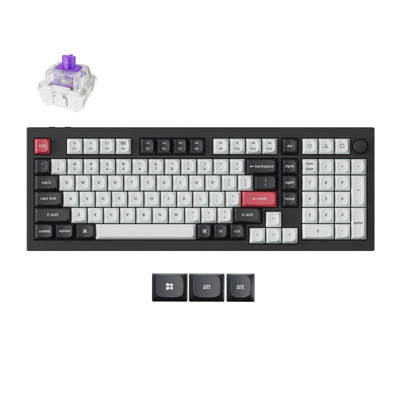 Afbeelding laden in galerijviewer, Keychron q5 he qmk wireless custom keyboard (zwart, us lay-out (qwerty), gateron double-rail magnetic nebula, 96%, rgb leds, osa double-shot pbt, hot swap, knob, 2.4ghz | bluetooth 5.1 | usb-c)