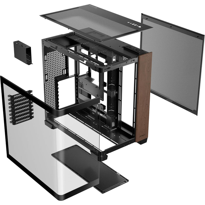 Load image into Gallery viewer, Antec c8 curve wood midi tower behuizing (zwart houtkleur | 2x usb-a | 1x usb-c | tempered glass)