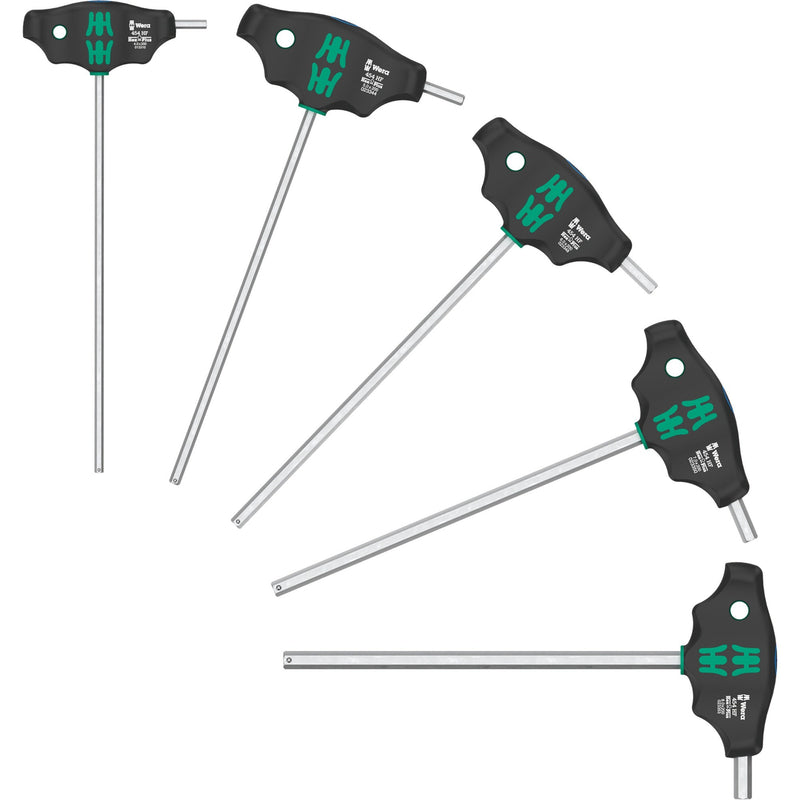Load image into Gallery viewer, Wera 454 5 hf shk set 1 schroevendraaierset t-greep-schroevendraaier hex-plus met vasthoudfunctie (zwart groen, 5‑delig)