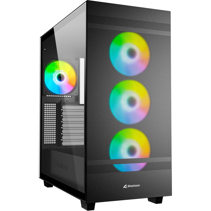 Load image into Gallery viewer, Sharkoon rebel c50 black rgb midi tower behuizing (zwart | 2x usb-a | 1x usb-c | rgb | tempered glass)