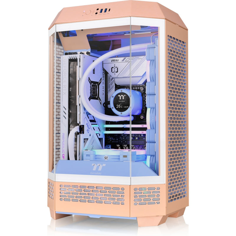 Load image into Gallery viewer, Thermaltake the tower 300 - peach fuzz mini tower behuizing (perzik | 3x usb-a | tempered glass)