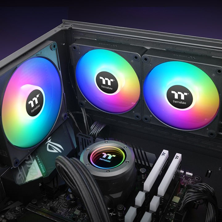 Load image into Gallery viewer, Thermaltake ct120 ex argb sync pc cooling fan (3-fan pack) case fans (zwart, 3 stuks, 120 x 120 x 25 mm, pwm)