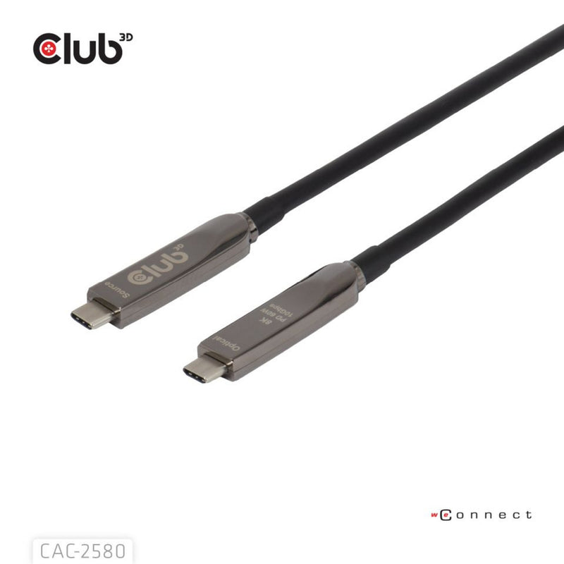 Afbeelding laden in galerijviewer, Club 3d full-feature usb-c kabel, 15m (zwart, 8k60hz 10gbps 60w)