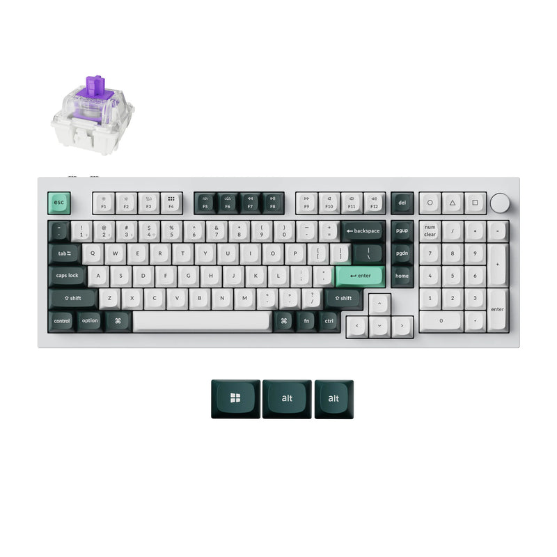 Load image into Gallery viewer, Keychron q5 he qmk wireless custom keyboard (wit, us lay-out (qwerty), gateron double-rail magnetic nebula, 96%, rgb leds, osa double-shot pbt, hot swap, knob, 2.4ghz | bluetooth 5.1 | usb-c)