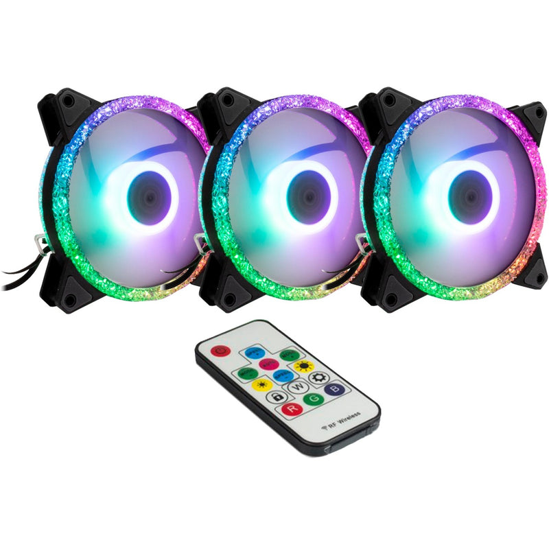 Load image into Gallery viewer, Inter-tech argus rs-07 rgb set120x120x25 case fans (zwart, 3 stuks, 120 x 120 x 25 mm, pwm)