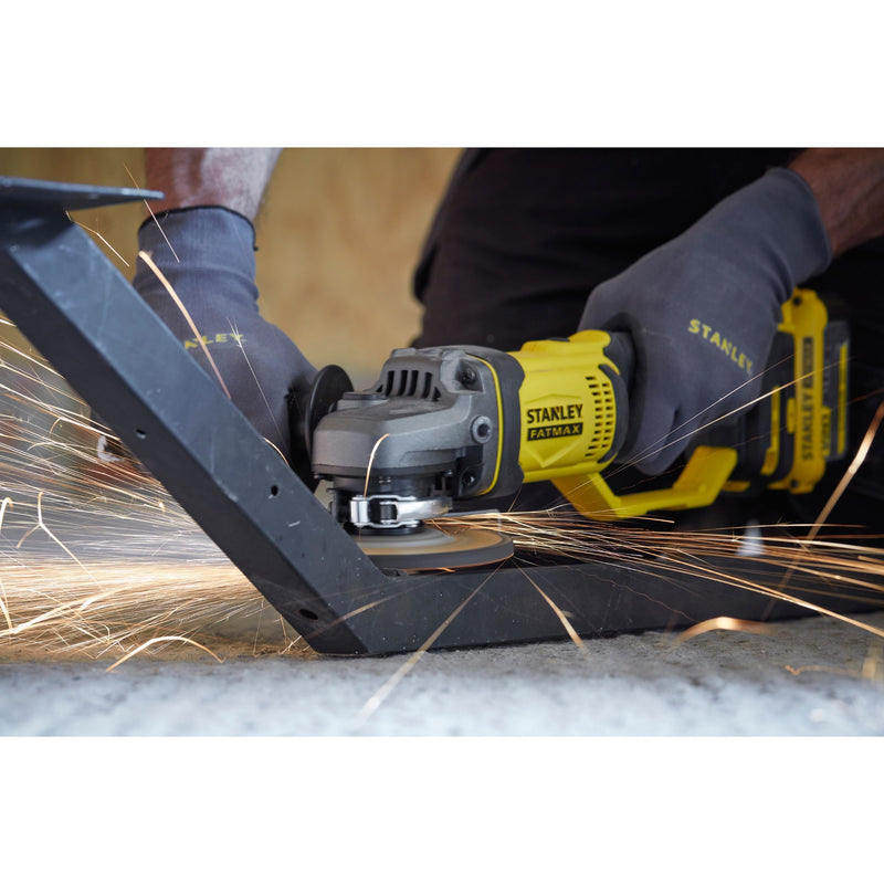 Load image into Gallery viewer, Stanley fatmax v20 18v haakse slijper (geel zwart, koffer, 2 accu's (4.0ah) en oplader (4a) inbegrepen)