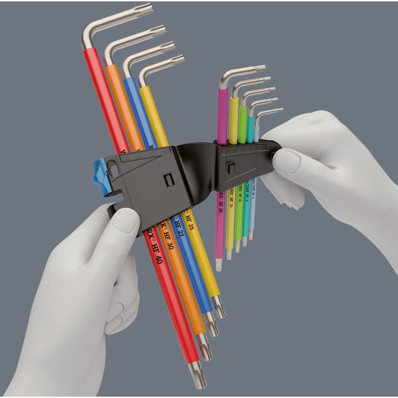Load image into Gallery viewer, Wera inbussleutelset torx 3967 9 tx sxl multicolour hf stainless 1 (9-delig, torx t8 tot t40)