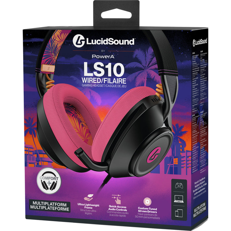 Load image into Gallery viewer, Powera lucidsound ls10 bedrade gamingheadset - middernachtelijke branding over-ear gaming headset (zwart roze, playstation 5, playstation 4, xbox series x|s, xbox one, pc, mobiel)