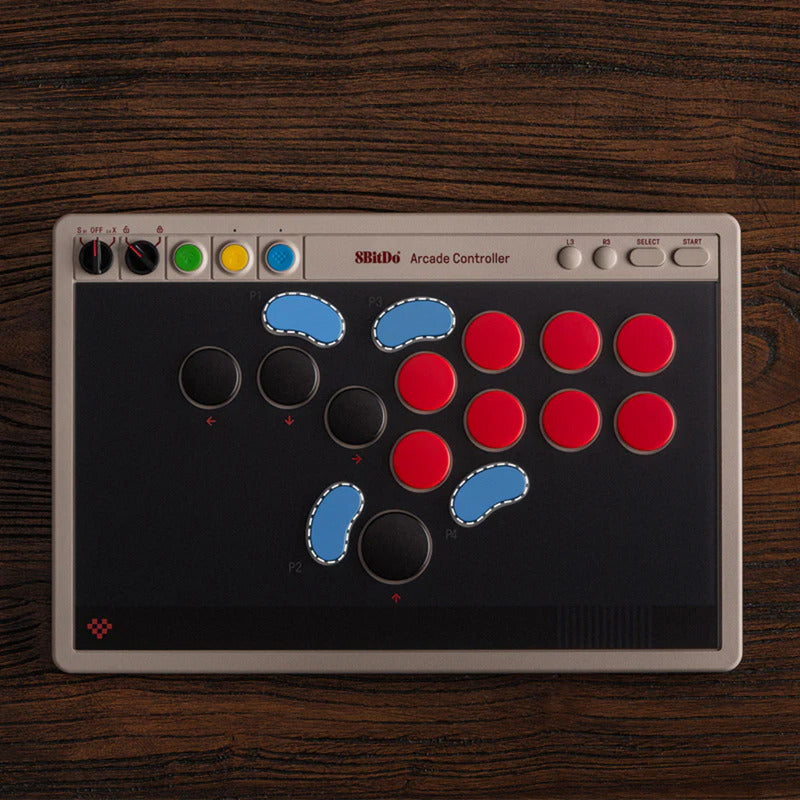 Afbeelding laden in galerijviewer, 8bitdo arcade controller (grijs rood, 2.4 ghz bluetooth usb, nintendo switch 1 + 2, pc)