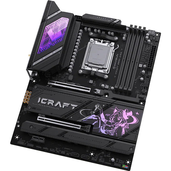 Afbeelding laden in galerijviewer, Maxsun ms-icraft b850 aiga socket am5 moederbord (zwart, raid, 5.0 gb-lan, wlan, bt, sound, atx )