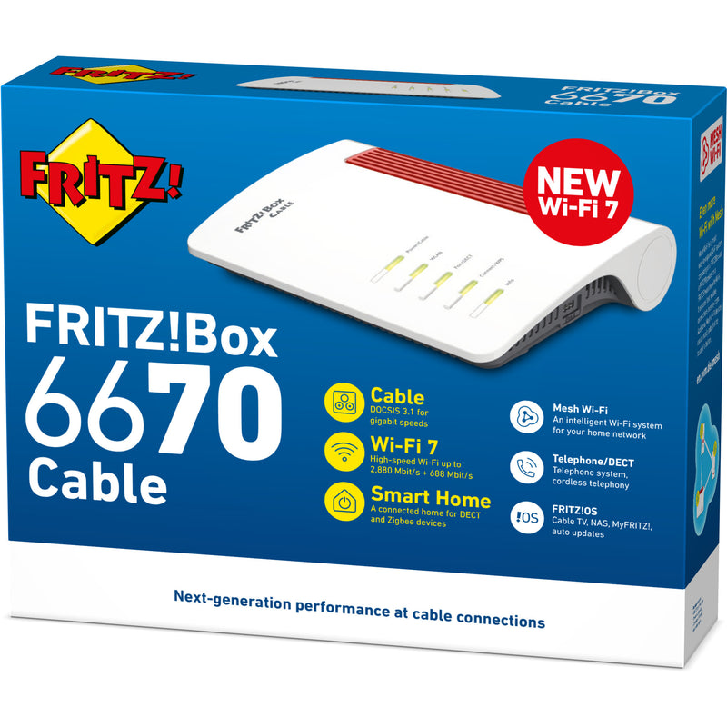 Afbeelding laden in galerijviewer, Fritz! box 6670 cable edition international router (wit rood)