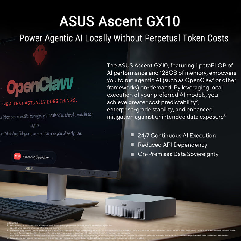Load image into Gallery viewer, Asus ascent gx10 arm v9.2-a 128 1 mini-pc (donkergrijs | nvidia gb10 grace blackwell | dgx spark | nvlink-c2c | 128 gb | 1 tb ssd)