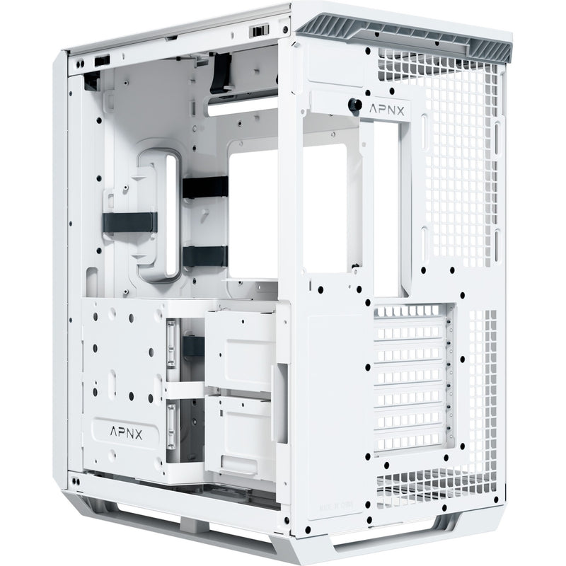 Load image into Gallery viewer, Apnx v1-w-wt-v1 midi tower behuizing (wit houtkleur | 2x usb-a | 1x usb-c | window)