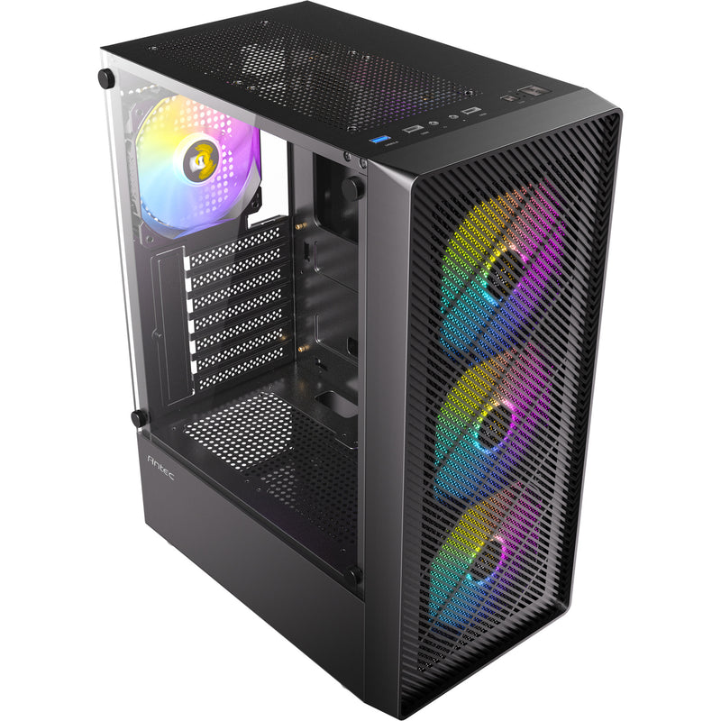 Load image into Gallery viewer, Antec ax26 rgb elite midi tower behuizing (zwart | 3x usb-a | tempered glass)