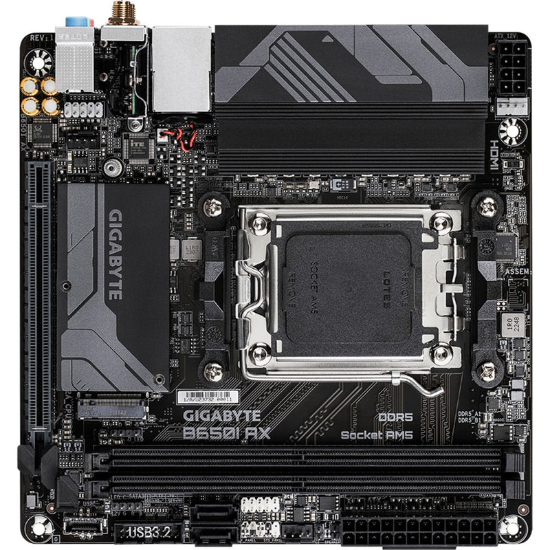 Load image into Gallery viewer, Gigabyte b650i ax socket am5 moederbord (zwart grijs, raid, 2.5 gb-lan, wlan, bt, sound, mini-itx)