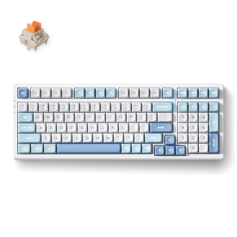 Afbeelding laden in galerijviewer, Mchose g98 pro blue flame orange wireless tri-mode custom mechanical rgb gaming toetsenbord (wit, us lay-out (qwerty), ttc flame orange, rgb, hot swap, double-shot pbt, draadloos | bluetooth | usb-c)