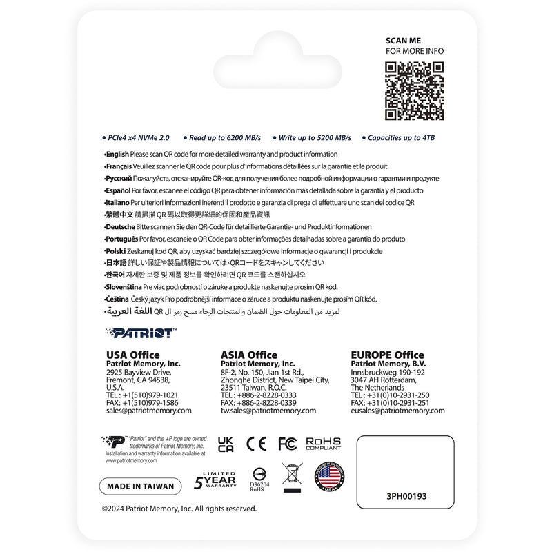 Load image into Gallery viewer, Patriot p400 v4 1 tb ssd (p400vp1tbm28h, pcie 4.0 x4, nvme 2.0, m.2 2280)