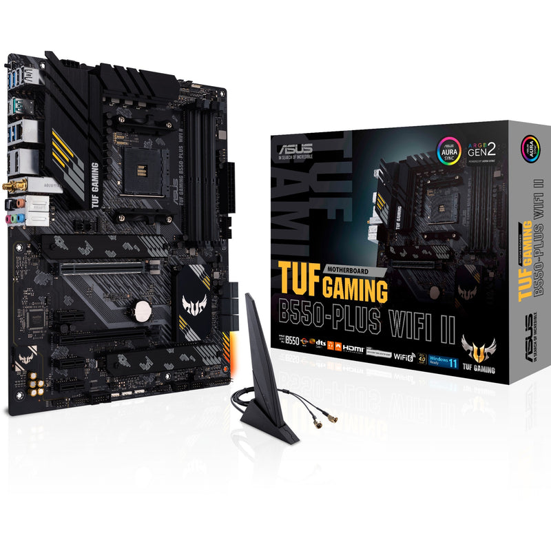 Load image into Gallery viewer, Asus tuf gaming b550-plus wifi ii socket am4 moederbord (zwart, raid, gb-lan, wi-fi 6, bt, sound, atx)