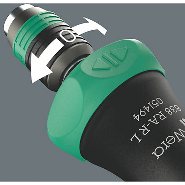 Load image into Gallery viewer, Wera 838 ra-r l bithandhouder met ratelfunctie, 1 4 schroevendraaier (zwart groen)
