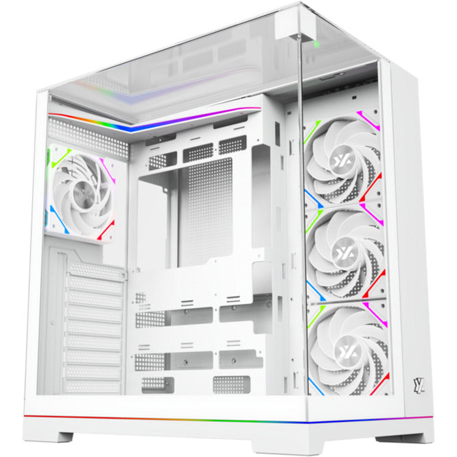 Afbeelding laden in galerijviewer, Xyz pc gear tesseract a-rgb midi tower behuizing (wit | 2x usb-a | 1x usb-c | rgb | tempered glass)