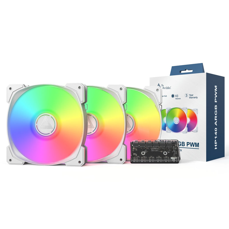 Load image into Gallery viewer, Montech hp140 argb pwm 3 in 1 pack case fans (wit, 3 stuks, 140 x 140 x 25 mm)