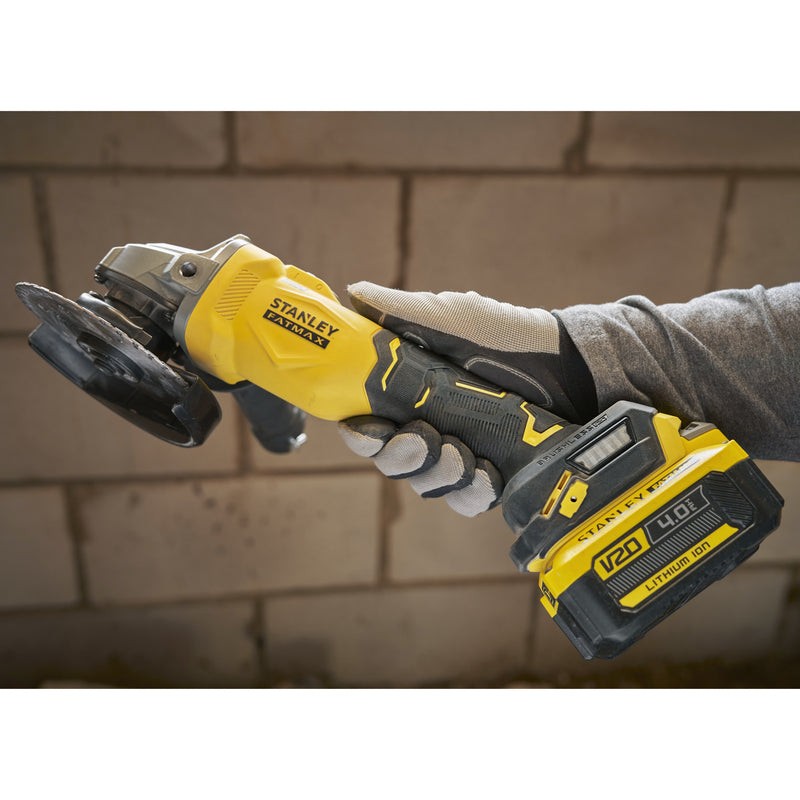 Load image into Gallery viewer, Stanley fatmax v20 18v haakse slijper 125mm (zwart geel, accu en oplader niet inbegrepen)