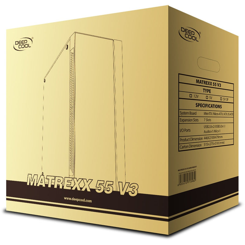 Load image into Gallery viewer, Deepcool matrexx 55 v3 add-rgb 3f midi tower behuizing (zwart | 3x usb-a | rgb | window)