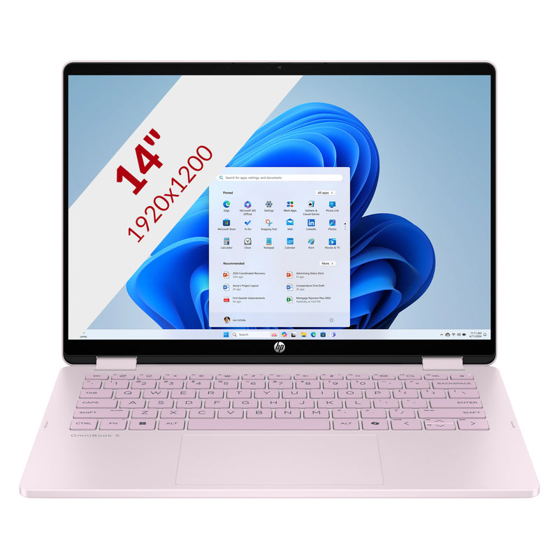 Load image into Gallery viewer, Hp omnibook 5 flip 2-in-1 14-fp0252ndx 14 laptop (lichtroze | core 5 120u | intel graphics | 8 gb | 512 gb ssd | touch)