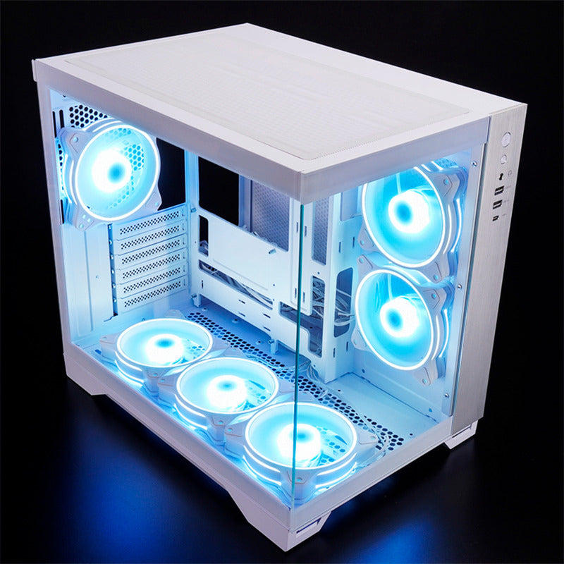 Afbeelding laden in galerijviewer, Chieftec visio midi tower behuizing (wit | 2x usb-a | 1x usb-c | rgb | tempered glass)