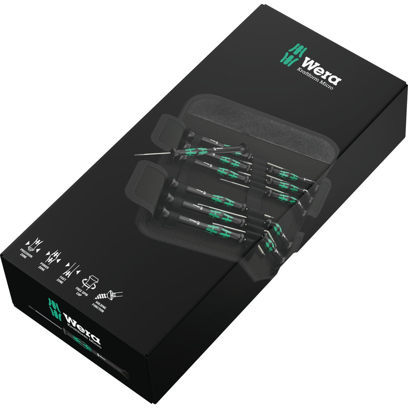 Load image into Gallery viewer, Wera kraftform 12sb1 micro-schroevendraaierset (zwart groen, voor elektrische apparaten)