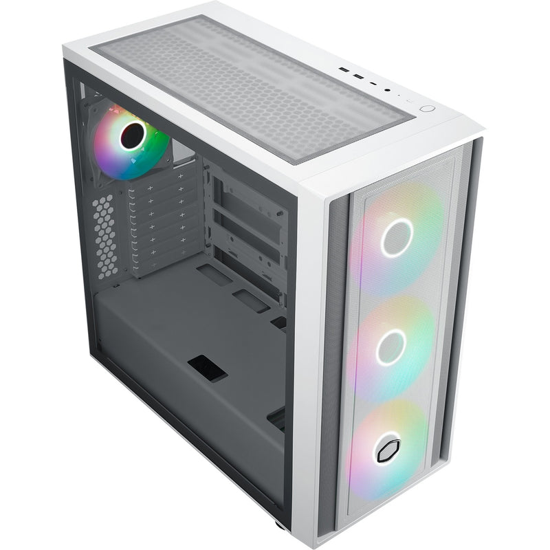 Load image into Gallery viewer, Cooler master masterbox 600 midi tower behuizing (wit | 2x usb-a | 1x usb-c | rgb | tempered glass)