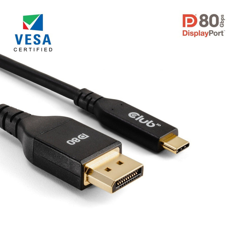 Afbeelding laden in galerijviewer, Club 3d usb-c naar displayport dp80 bidirectioneel adapter (zwart, 1 meter, vesa-gecertificeerd)