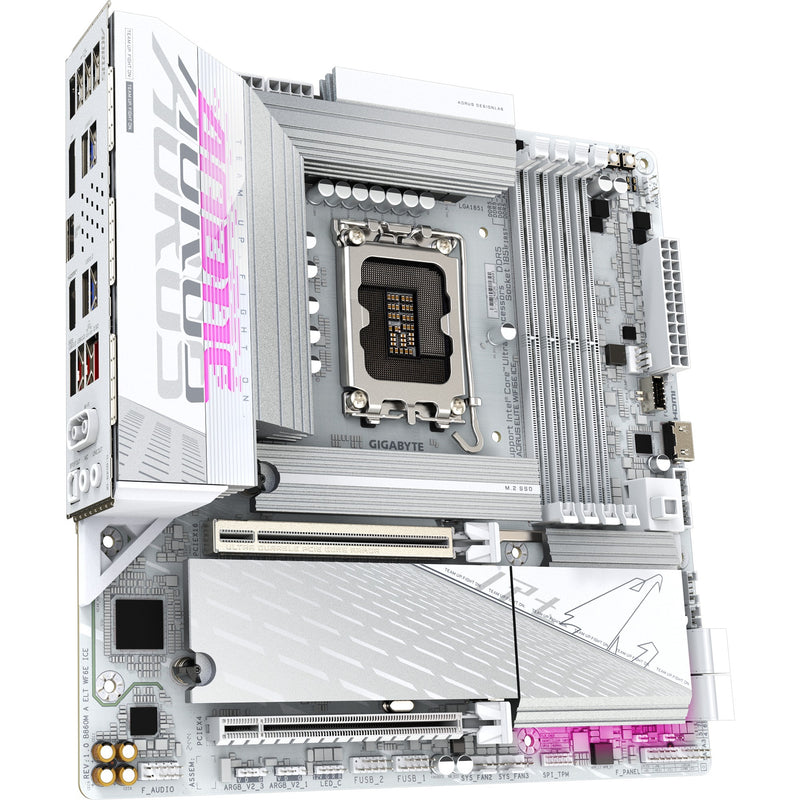Load image into Gallery viewer, Gigabyte b860m aorus elite wifi6e ice socket 1851 moederbord (zilver wit, raid, 2.5gb-lan, wi-fi 7, bt, sound, µatx)