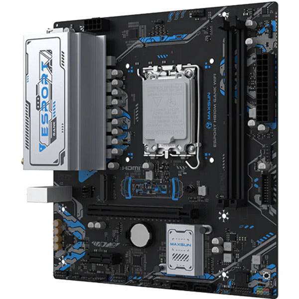 Afbeelding laden in galerijviewer, Maxsun ms-esport-h810m gank wifi socket 1851 moederbord (zwart, gb-lan, wlan, bt, sound, µatx)