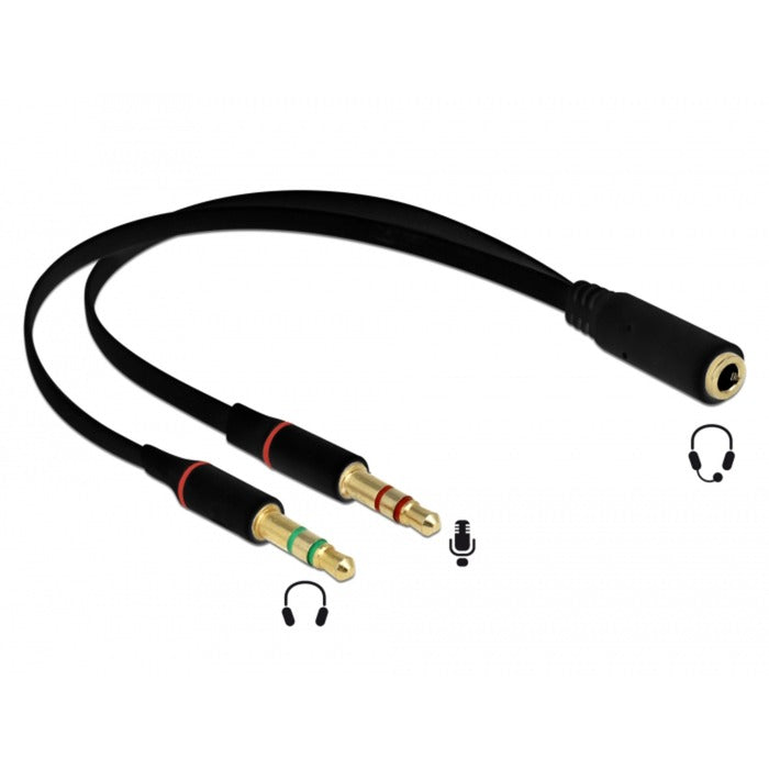 Load image into Gallery viewer, Delock headset adapter (zwart, 0,2 meter)