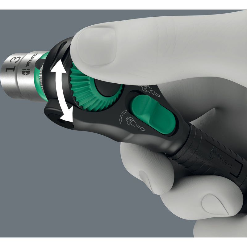 Load image into Gallery viewer, Wera 8000 b black edition zyklop speed ratel met 3 8 aandrijving (zwart groen)