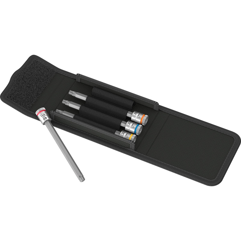 Load image into Gallery viewer, Wera 8767 a torx® hf 1 zyklop bitdoppen set torx dopsleutel (zwart zilver, 4-delig, met vasthoudfunctie, 1 4 -aandrijving)