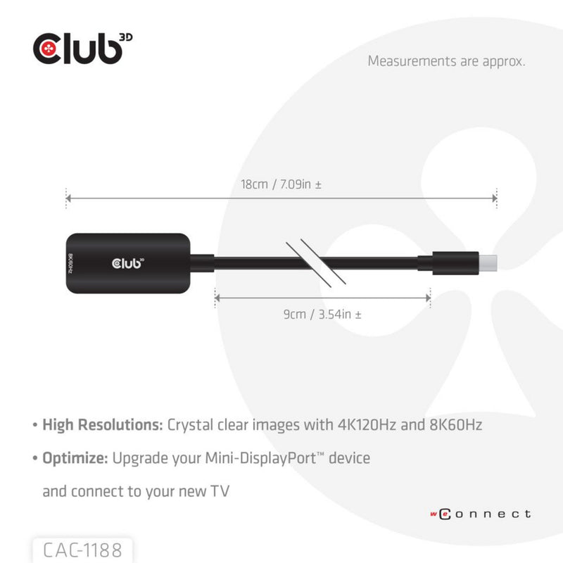 Afbeelding laden in galerijviewer, Club 3d mini displayport 1.4 naar hdmi 8k60hz m f adapter (zwart)