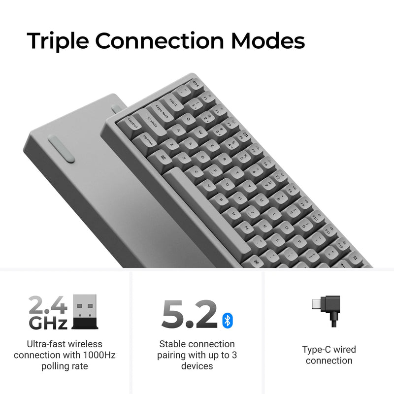 Afbeelding laden in galerijviewer, Keychron k2 he-f1c concrete edition rgb mechanisch toetsenbord (zwart, us lay-out (qwerty), gateron double-rail magnetic nebula, 75%, rgb leds, osa double-shot pbt, hot swap, 2.4ghz | bluetooth 5.2 | usb-c)