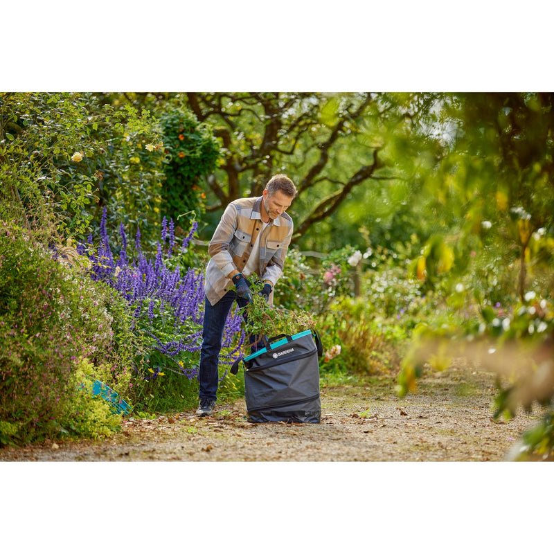 Load image into Gallery viewer, Gardena tuinafvalzak pop-up rechthoekig, maat m (zwart turquoise, tot 130 liter)