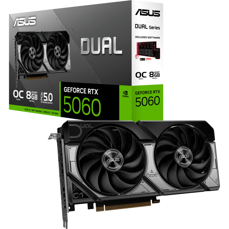 Load image into Gallery viewer, Asus dual geforce rtx 5060 oc 8g grafische kaart (3x displayport, 1x hdmi 2.1, dlss 4)
