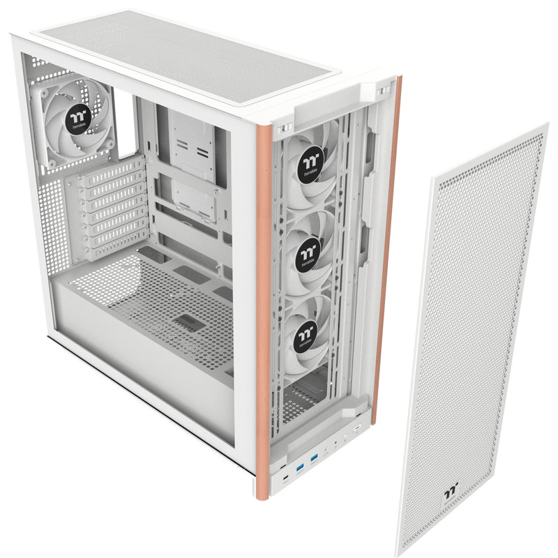 Load image into Gallery viewer, Thermaltake s370 ws snow midi tower behuizing (wit | 2x usb-a | 1x usb-c | tempered glass)
