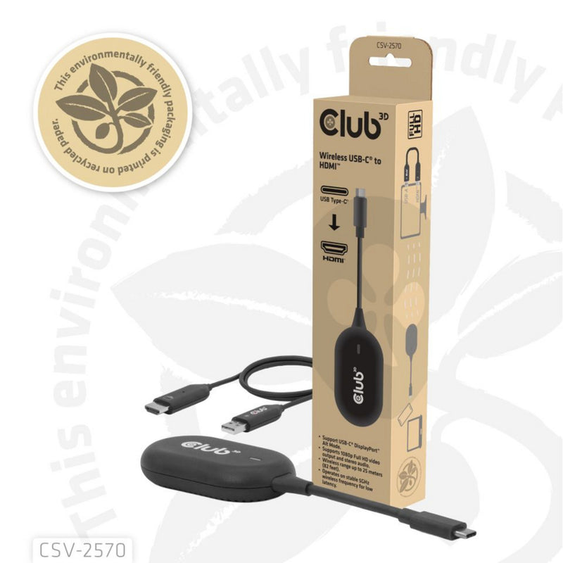 Afbeelding laden in galerijviewer, Club 3d wireless usb-c to hdmi transmitter and receiver adapter (zwart)
