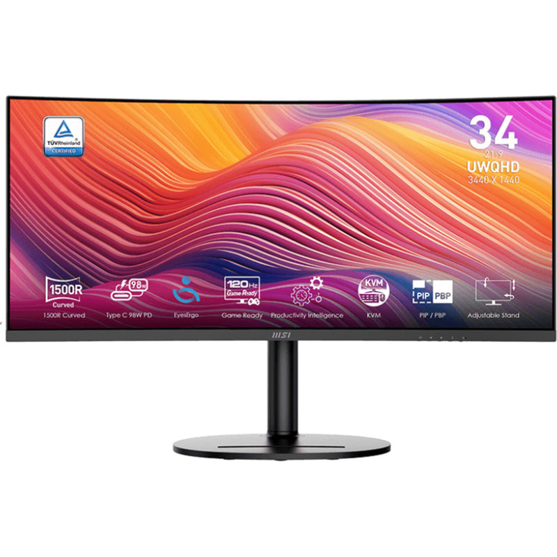 Load image into Gallery viewer, Msi modern md342cqp 34 ultrawide monitor (zwart, hdmi, displayport, 2x usb-a, usb-b, usb-c)