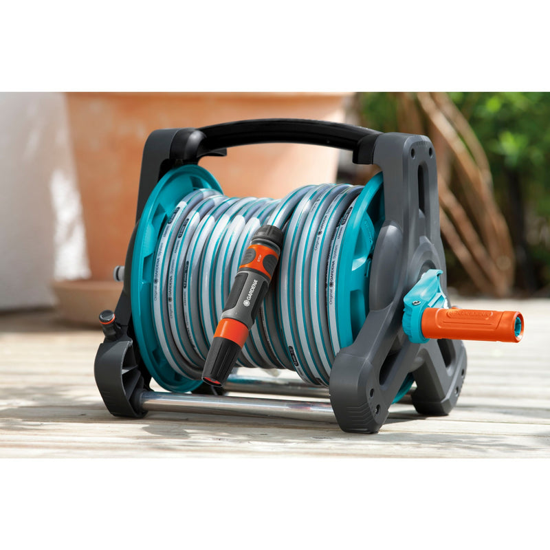 Load image into Gallery viewer, Gardena classic slanghouder 10 compleet slanghaspel (grijs turquoise, 8010-20, 10 m)