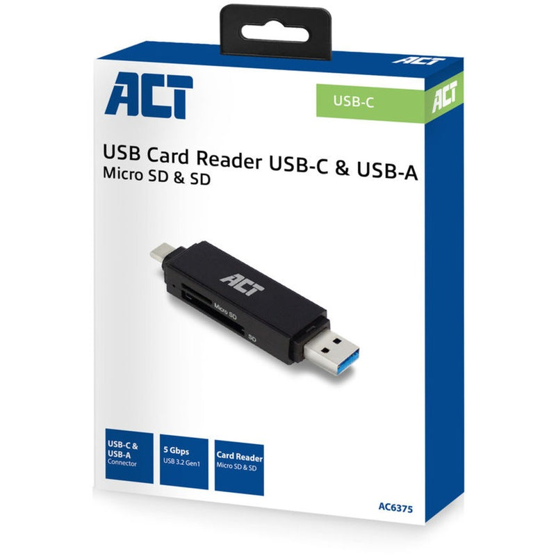 Load image into Gallery viewer, Act connectivity usb-c usb-a kaartlezer, sd micro sd (zwart)