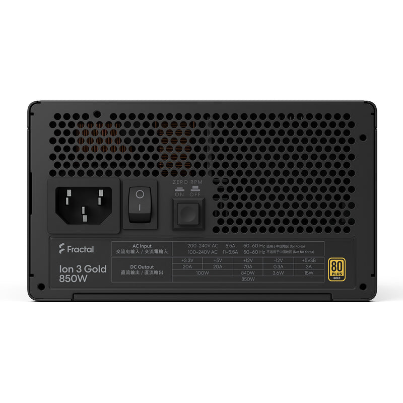 Afbeelding laden in galerijviewer, Fractal design ion gold 3 modulaire 850 watt voeding (zwart, 1x 12v-2x6, 3x pcie)